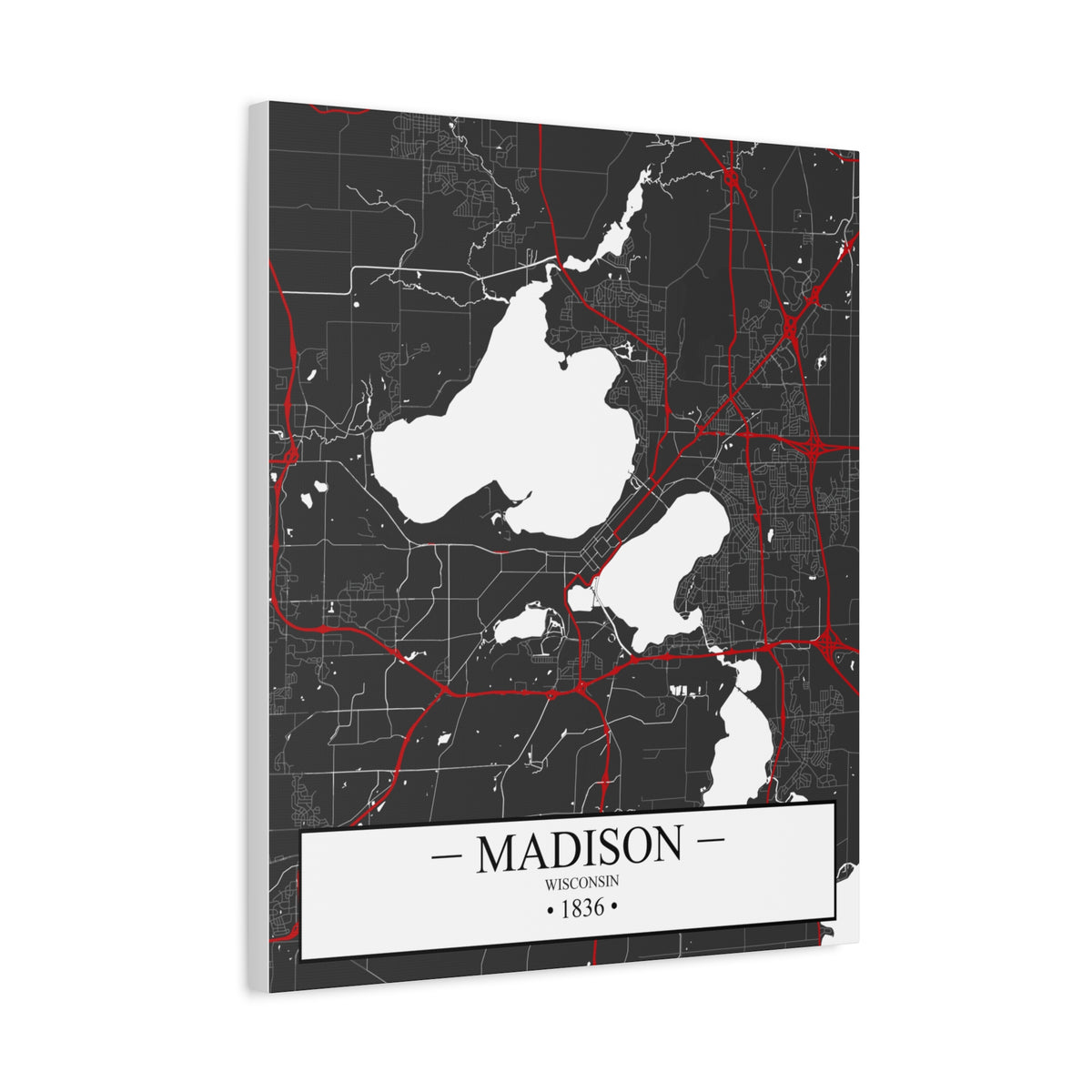 Madison, Wisconsin 1848 Founders City Map, Matte Canvas Print (Stretched, 1.25")