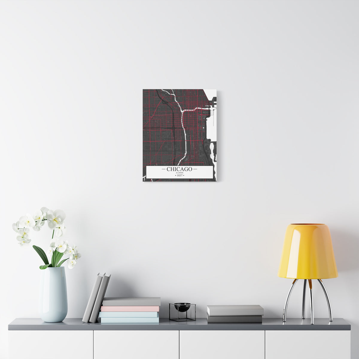 Chicago, Illinois 1837 Founders City Map, Matte Canvas Print (Stretched, 1.25")