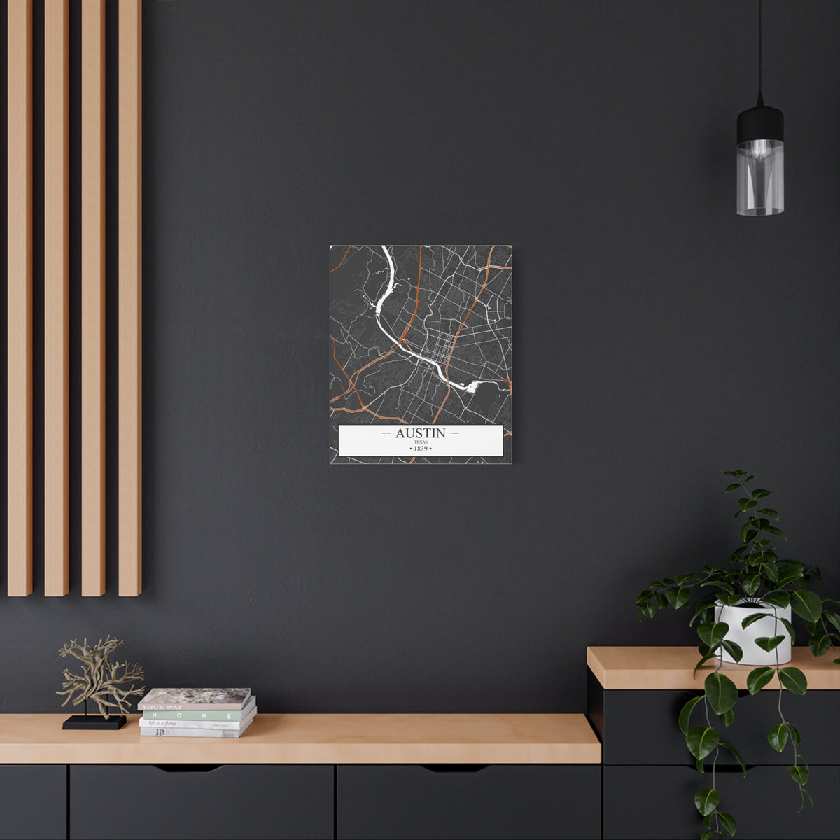 Austin, Texas 1839 Founders City Map, Matte Canvas Print (Stretched, 1.25")