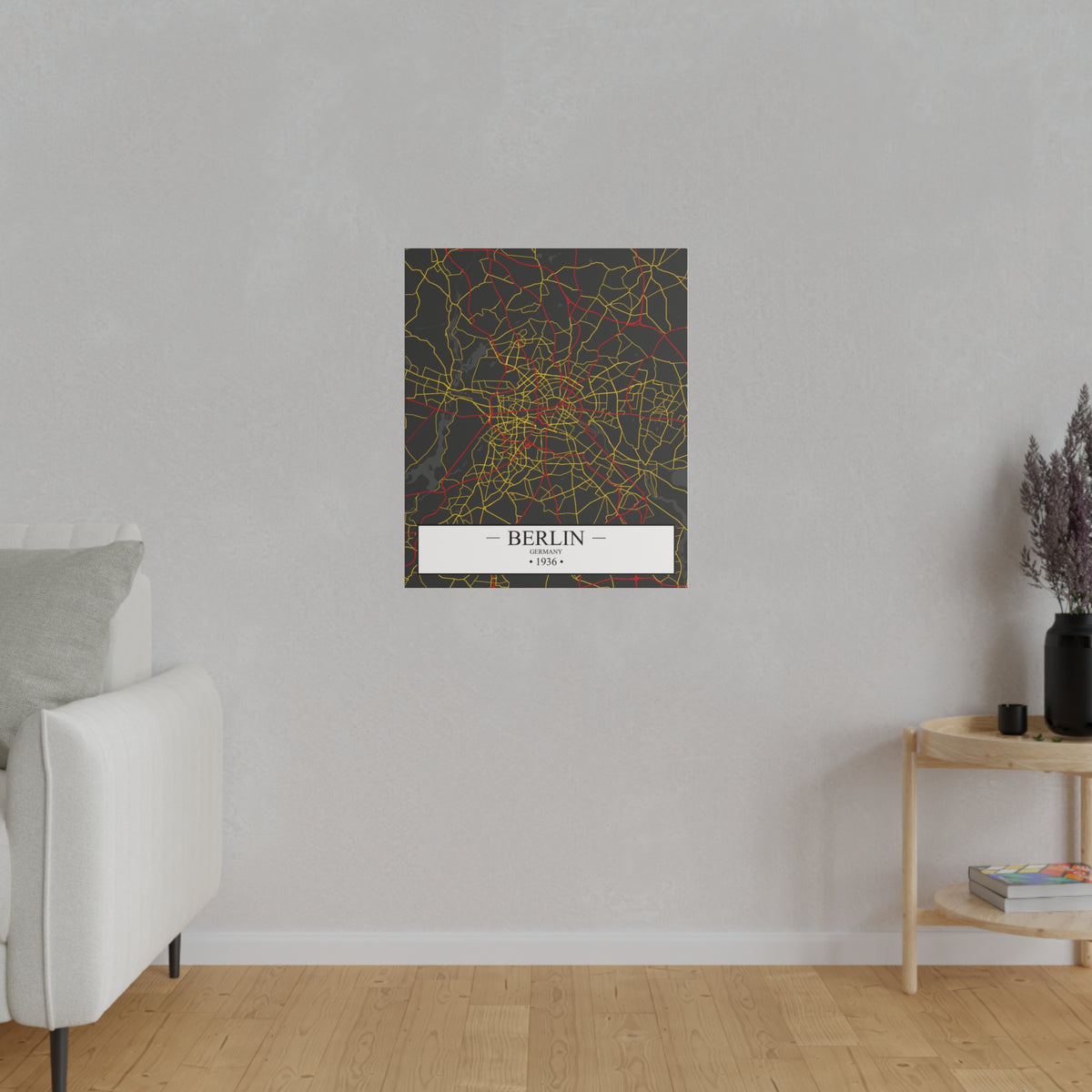 Berlin, Germany 1936, Color Map, Matte Canvas, Stretched, 0.75"
