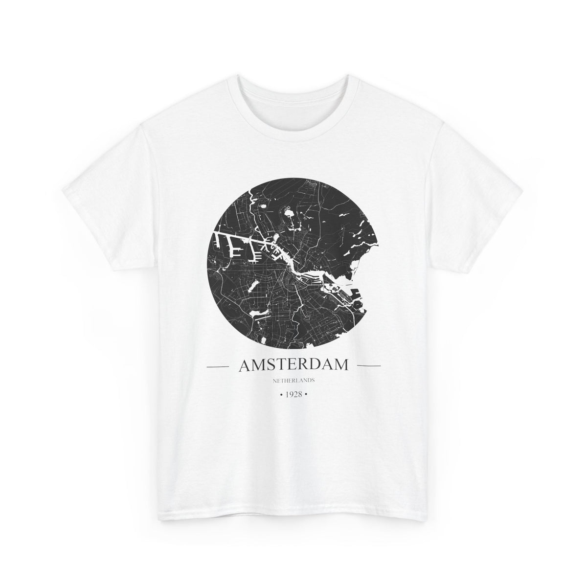 Amsterdam, Netherlands 1928 Olympic Host City Map Unisex Heavy Cotton Tee