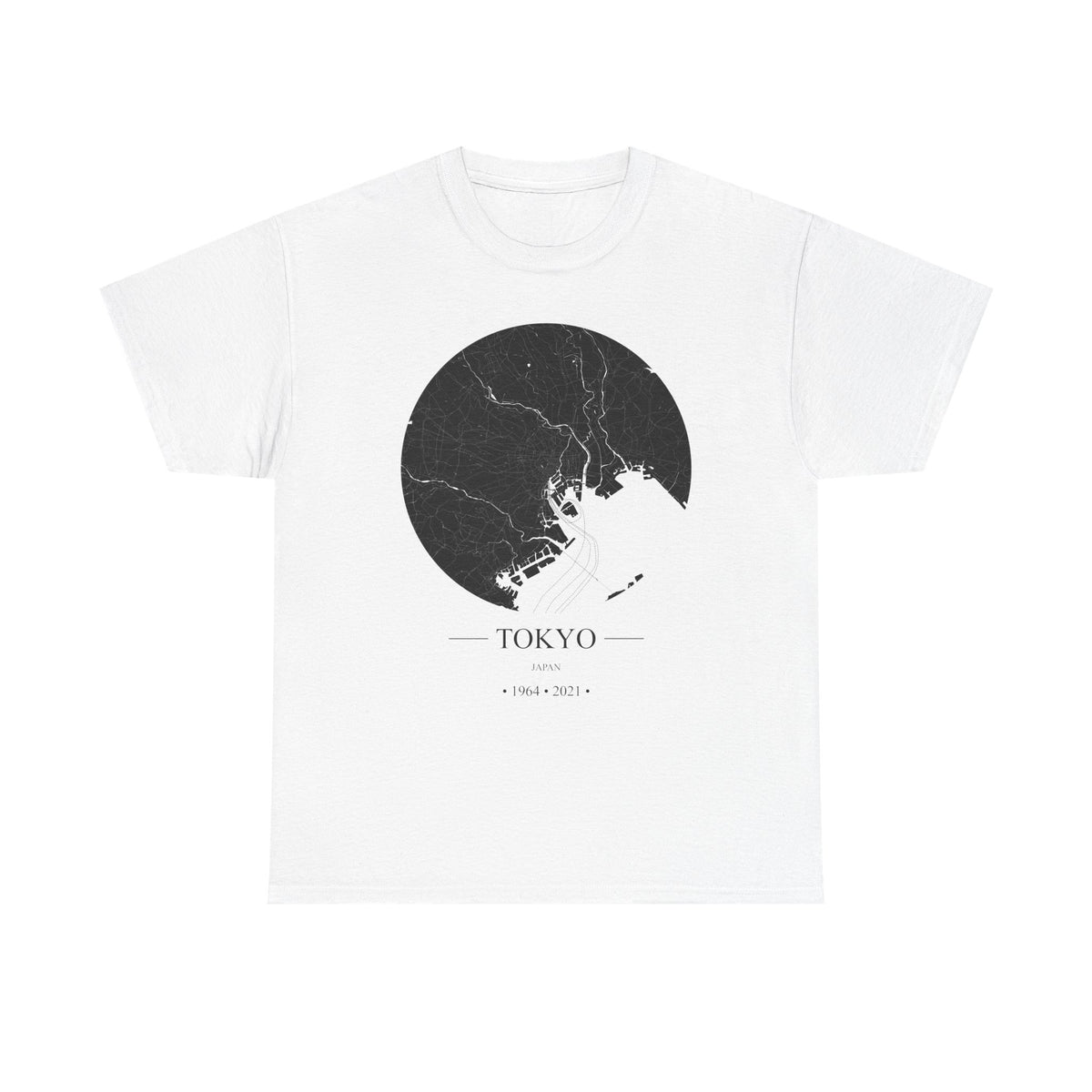 Tokyo, Japan 1964 & 2021 Olympic Host City Map Unisex Heavy Cotton Tee