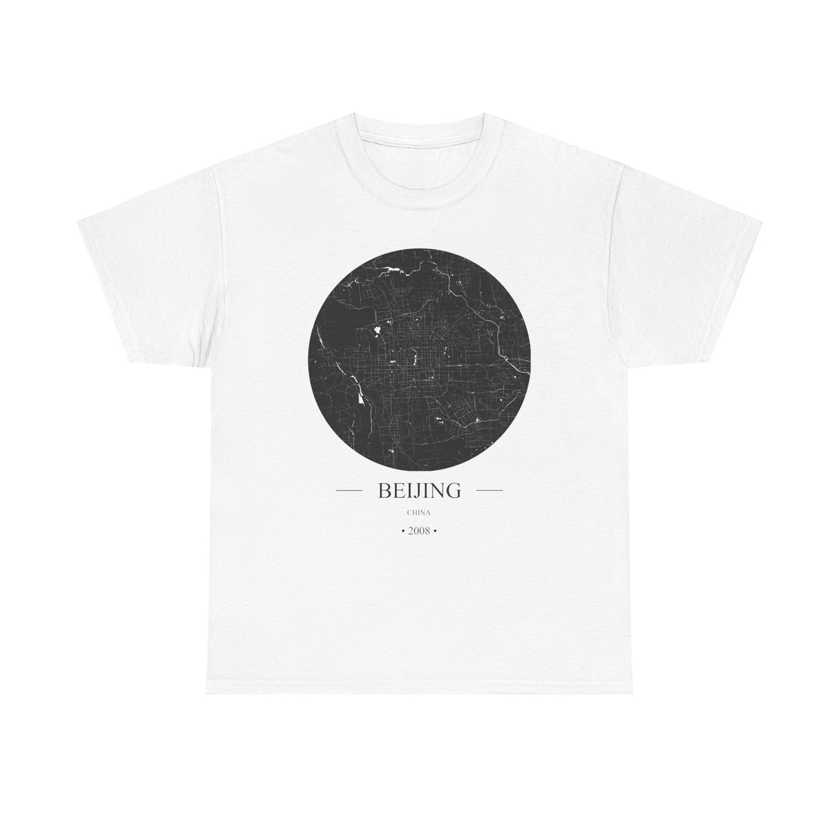 Beijing, China 2008 Olympic Host City Map Unisex Heavy Cotton Tee