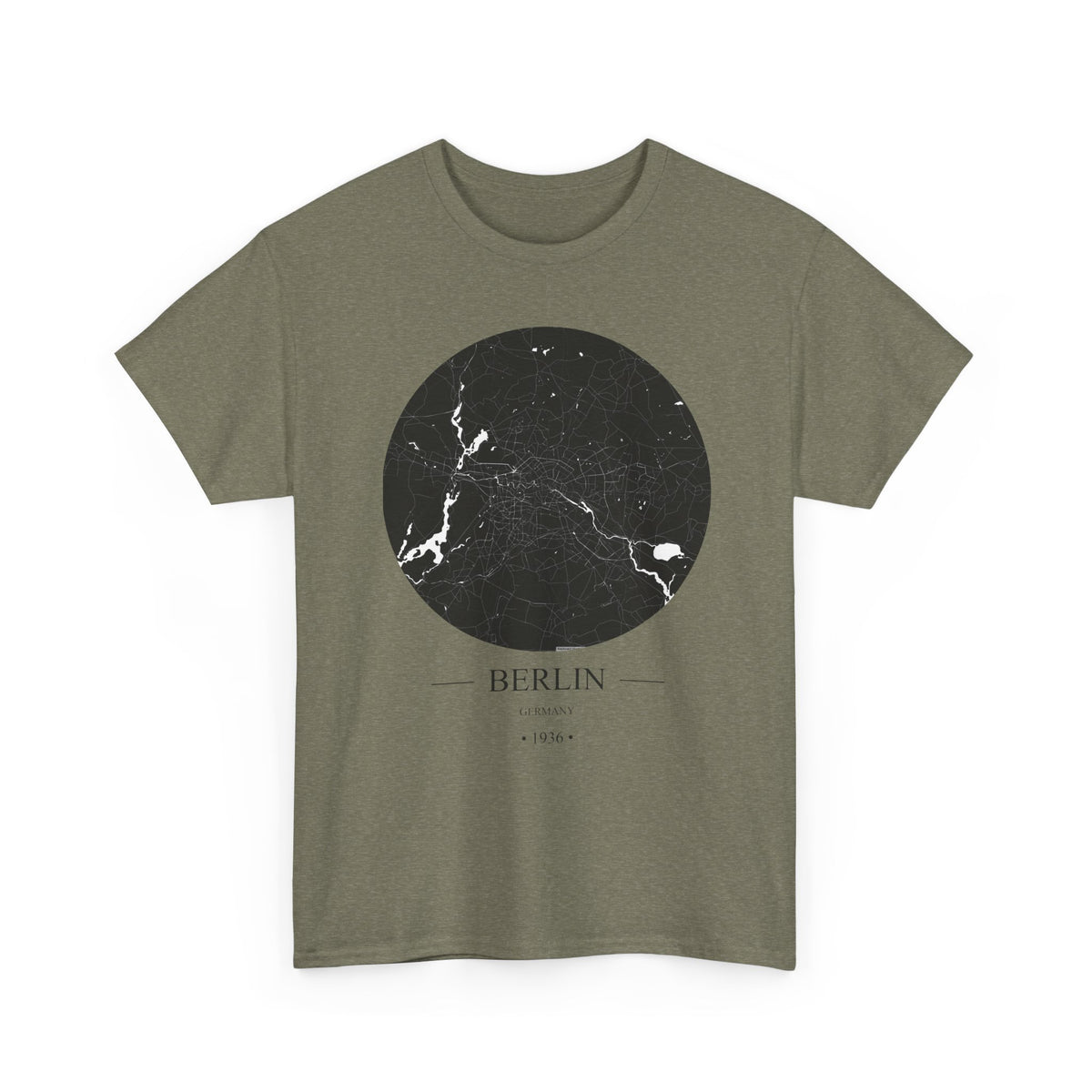 Berlin, Germany 1936 Olympic Host City Map Unisex Heavy Cotton Tee