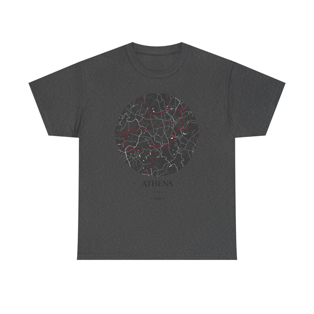 Athens, Georgia 1806 – Founders City Map – Unisex Heavy Cotton Tee, Express Delivery available