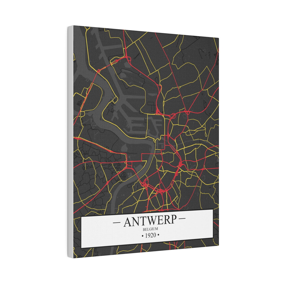 Antwerp, Belgium 1920, Color Map, Matte Canvas, Stretched, 0.75"