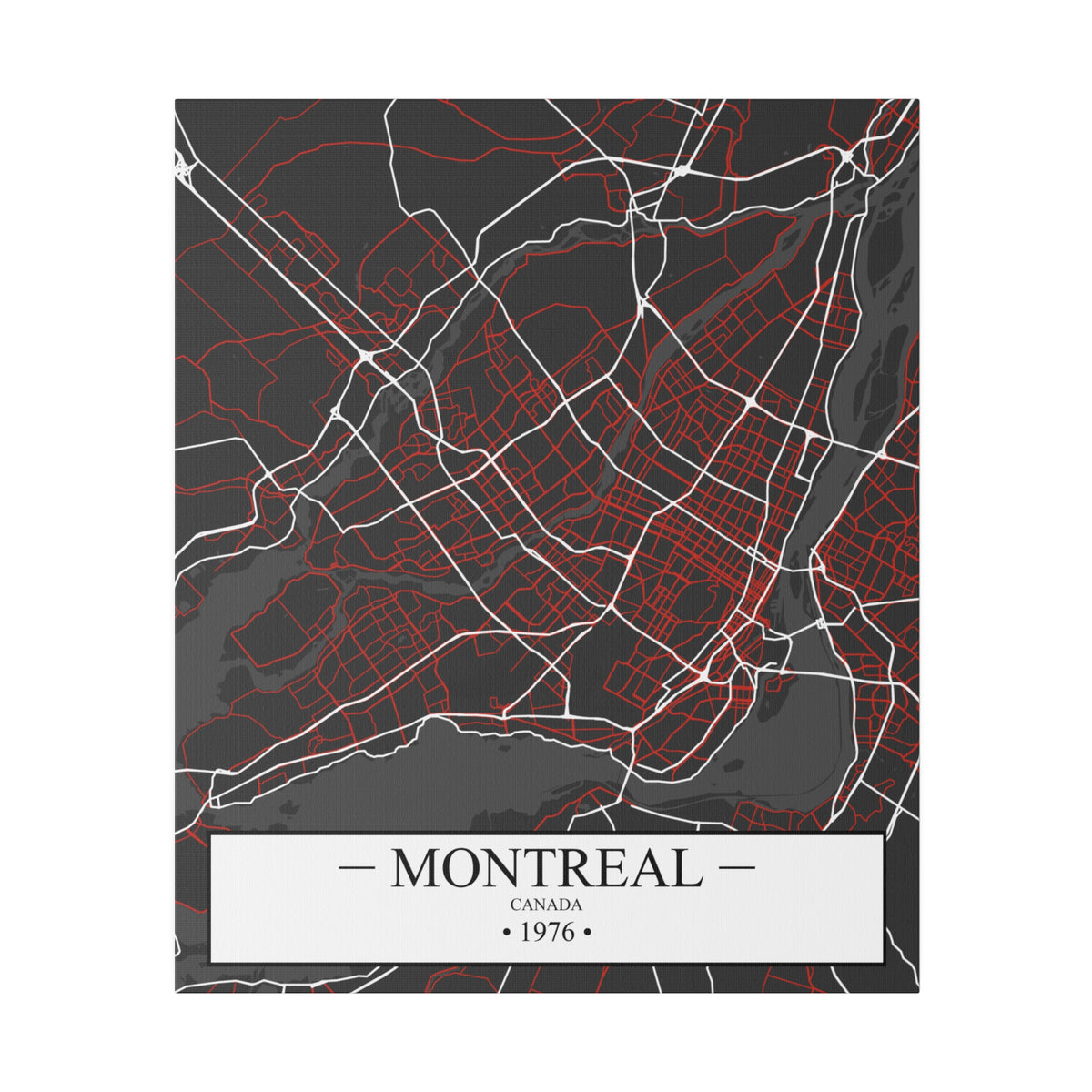 Montreal, Canada 1976, Color Map, Matte Canvas, Stretched, 0.75"