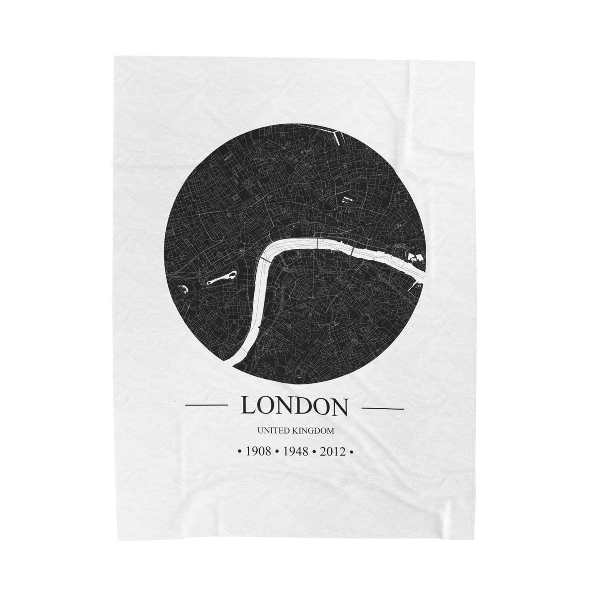 London, United Kingdom 1908, 1948 & 2012 Olympic Host City Map Velveteen Plush Blanket