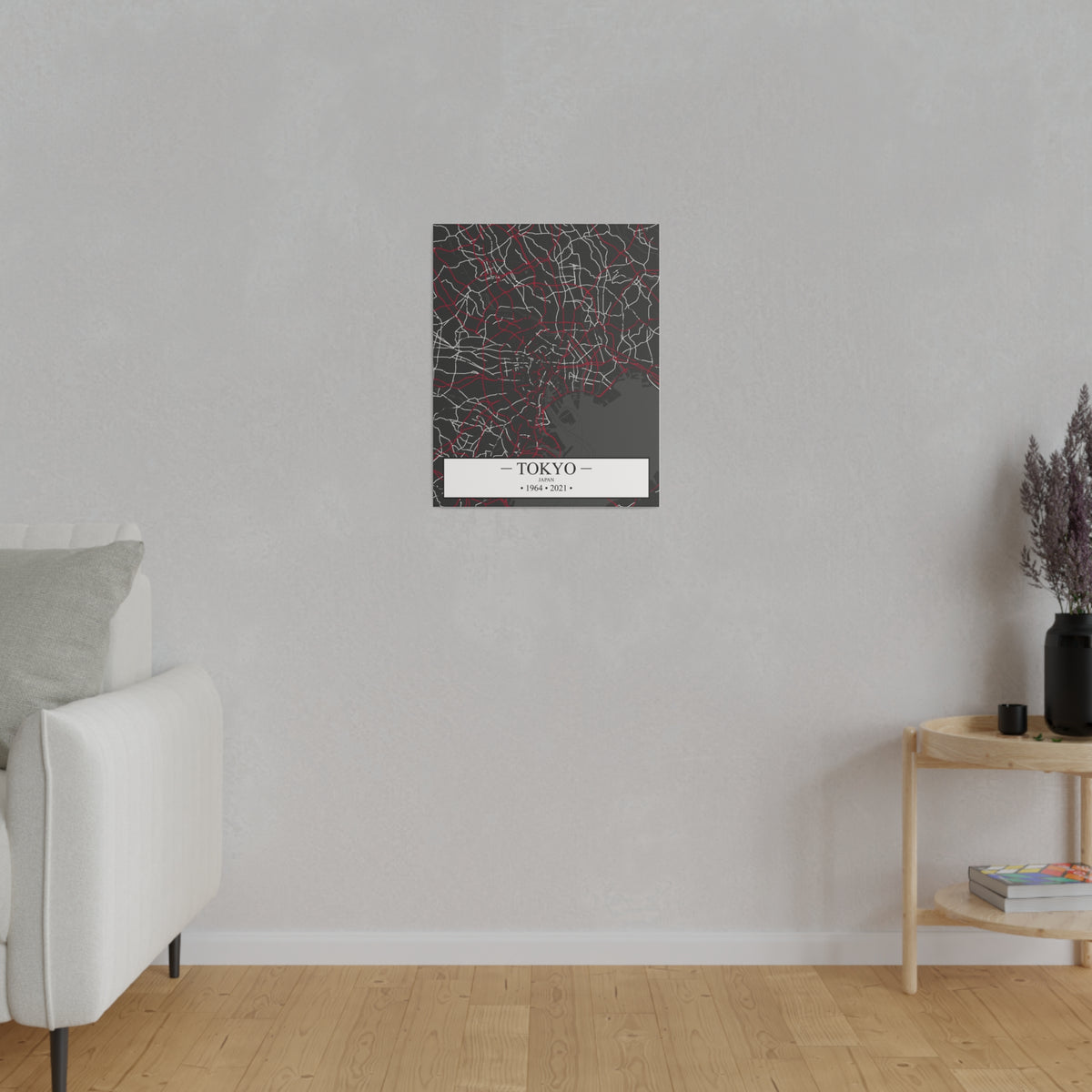 Tokyo, Japan 1964 & 2021, Color Map, Matte Canvas, Stretched, 0.75"