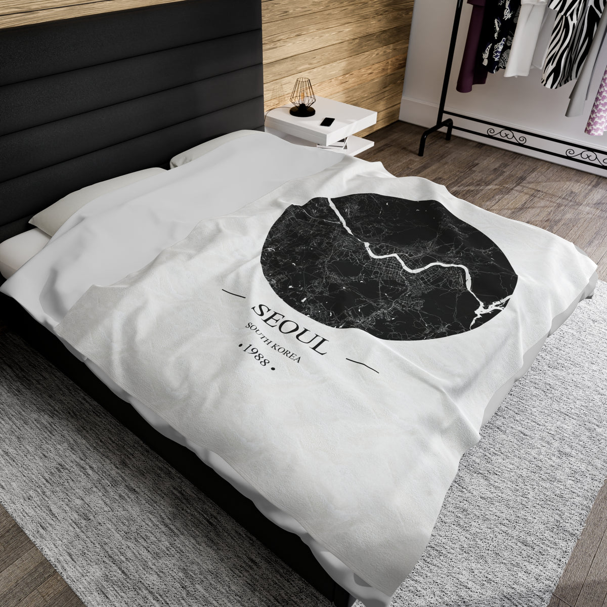 Seoul, South Korea 1988 Olympic Host City Map Velveteen Plush Blanket