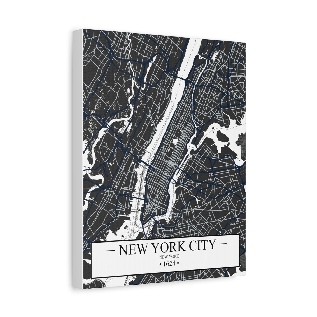 New York City, New York 1624 Founders City Map, Matte Canvas Print (Stretched, 1.25")