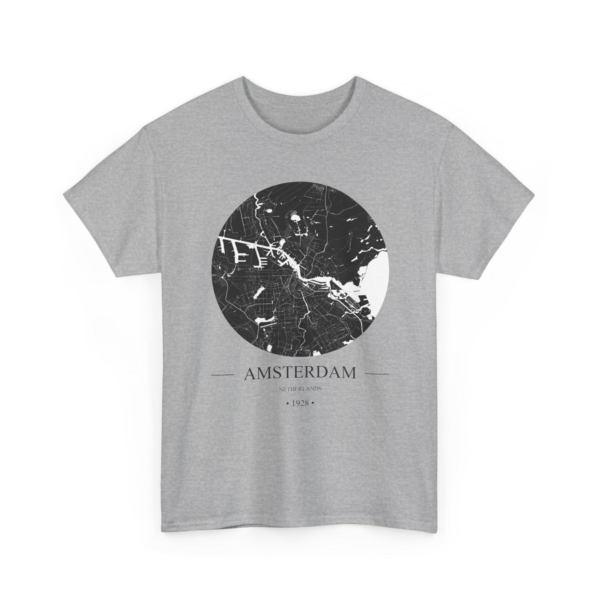Amsterdam, Netherlands 1928 Olympic Host City Map Unisex Heavy Cotton Tee