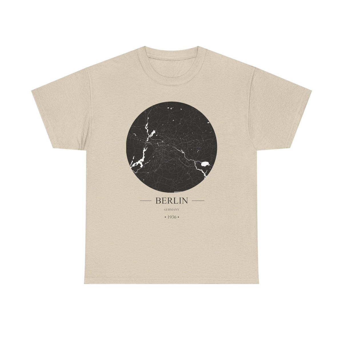 Berlin, Germany 1936 Olympic Host City Map Unisex Heavy Cotton Tee
