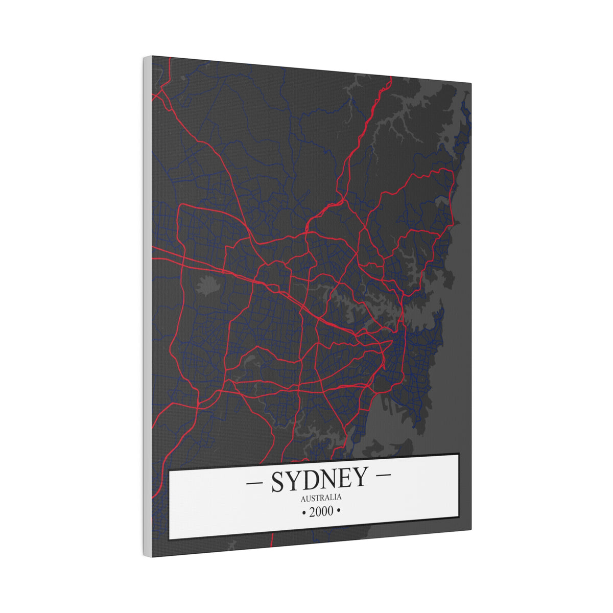 Sydney, Australia 2000, Color Map, Matte Canvas, Stretched, 0.75"
