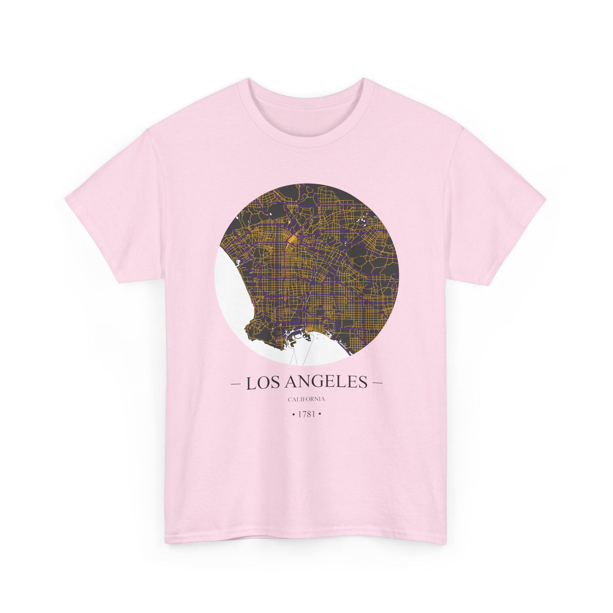 Los Angeles, California 1781 Founders City Map Unisex Heavy Cotton Tee, Express Delivery available
