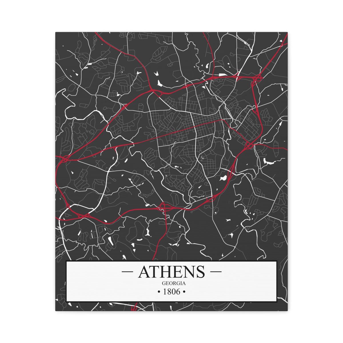 Athens, Georgia 1806 Founders City Map, Matte Canvas Print (Stretched, 1.25")