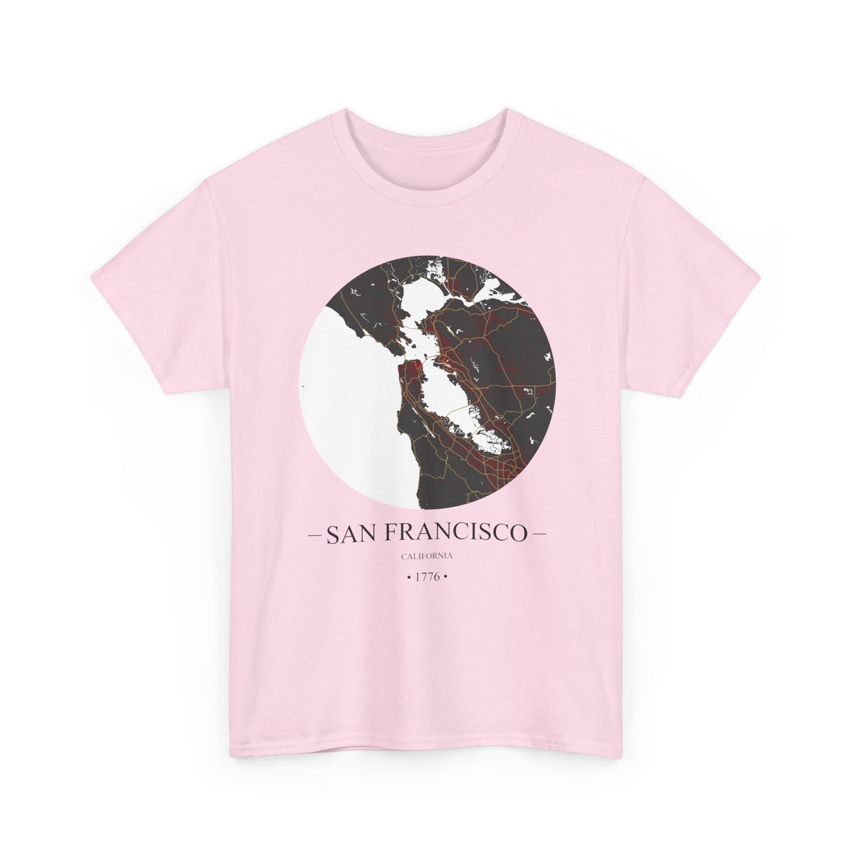 San Francisco, California 1776 Founders City Map Unisex Heavy Cotton Tee, Express Delivery available