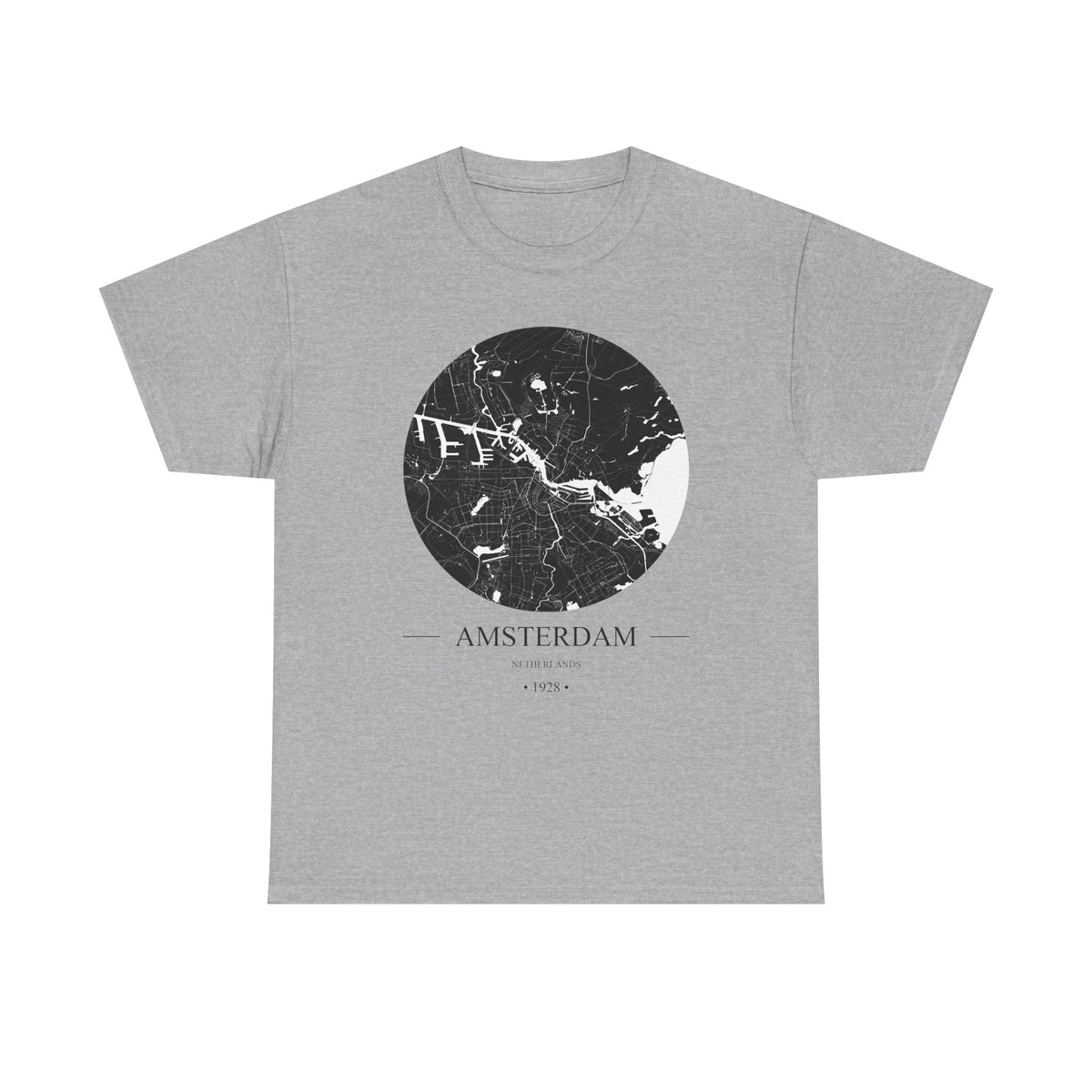 Amsterdam, Netherlands 1928 Olympic Host City Map Unisex Heavy Cotton Tee