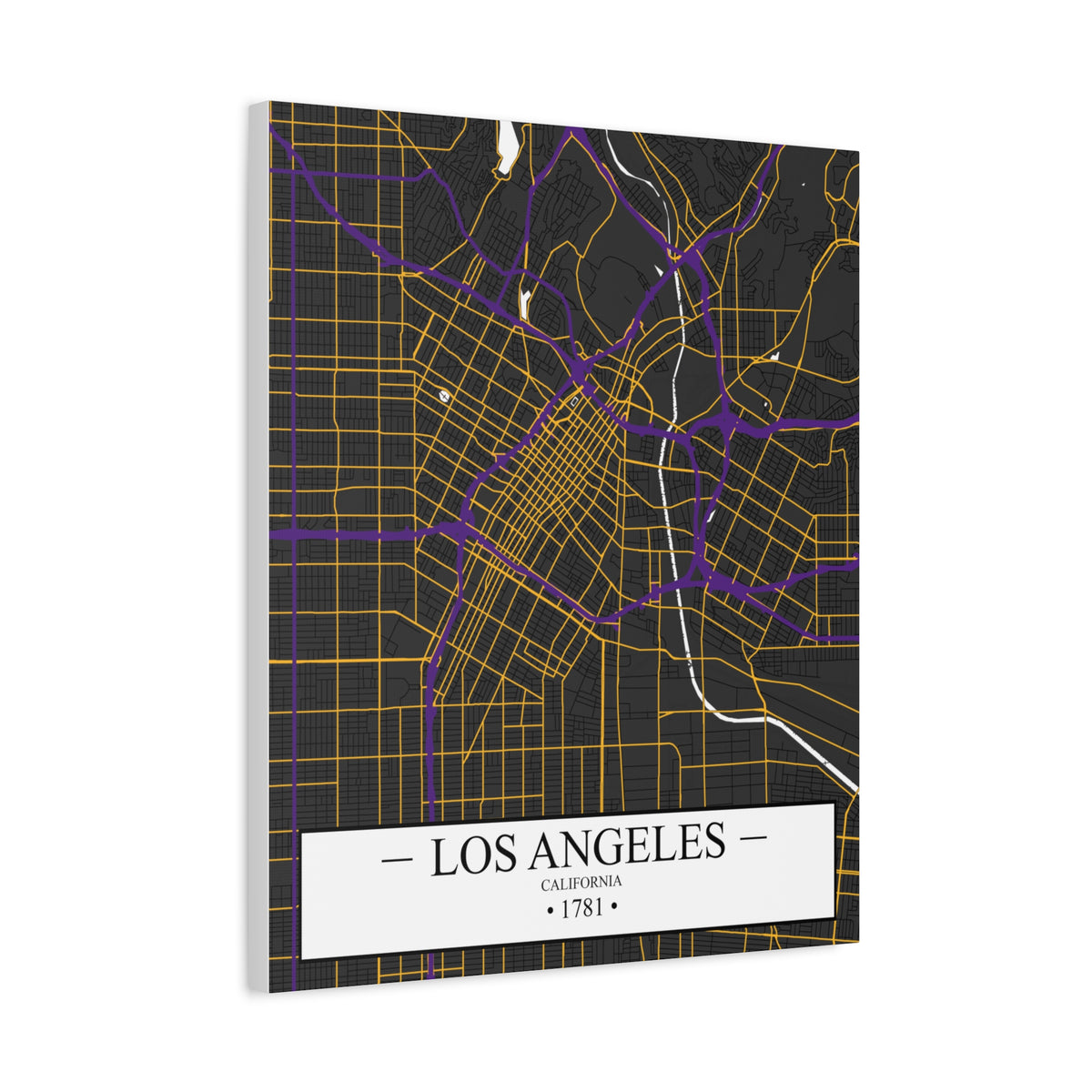 Los Angeles, California 1781 Founders City Map, Matte Canvas Print (Stretched, 1.25")