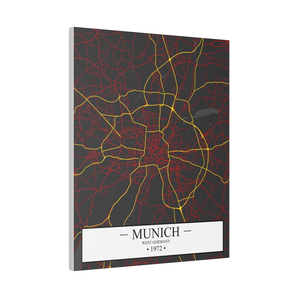 Munich, West Germany 1972, Color Map, Matte Canvas, Stretched, 0.75"