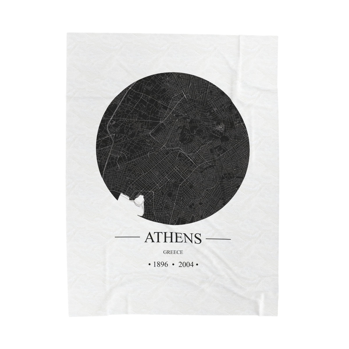 Athens, Greece 1896 & 2004 Olympic Host City Map Velveteen Plush Blanket