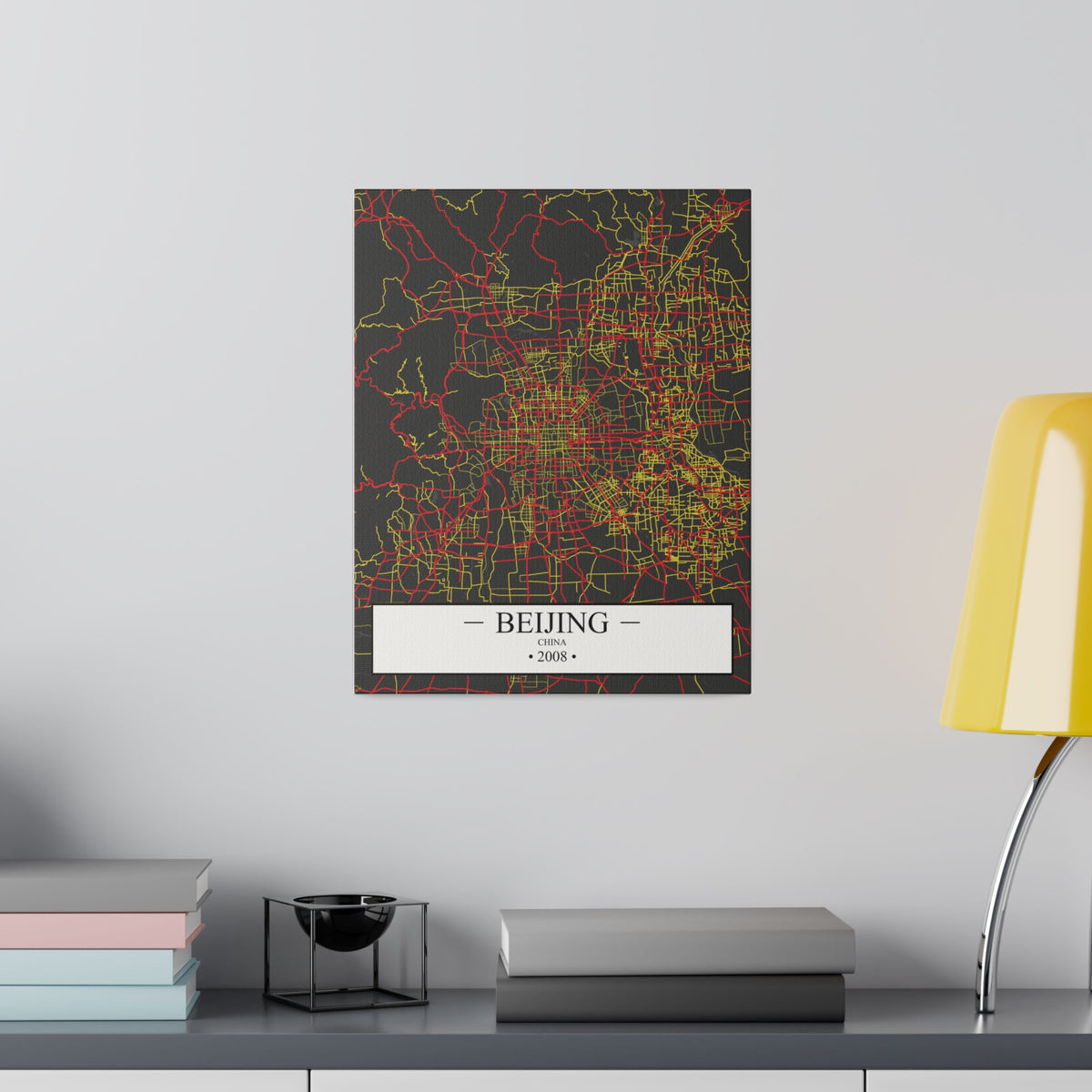 Beijing, China 2008, Color Map, Matte Canvas, Stretched, 0.75"