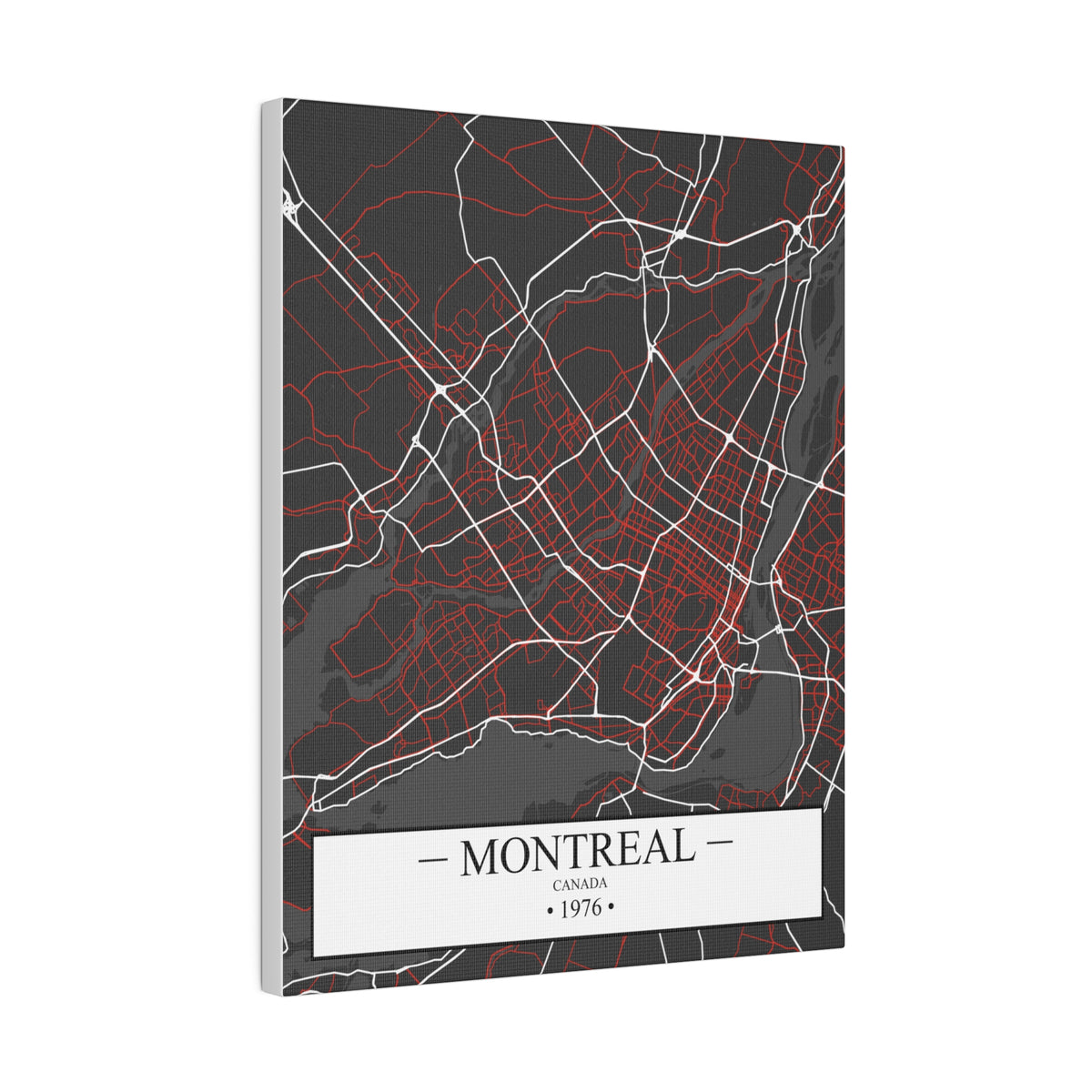 Montreal, Canada 1976, Color Map, Matte Canvas, Stretched, 0.75"