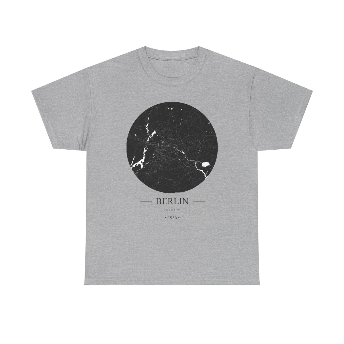 Berlin, Germany 1936 Olympic Host City Map Unisex Heavy Cotton Tee