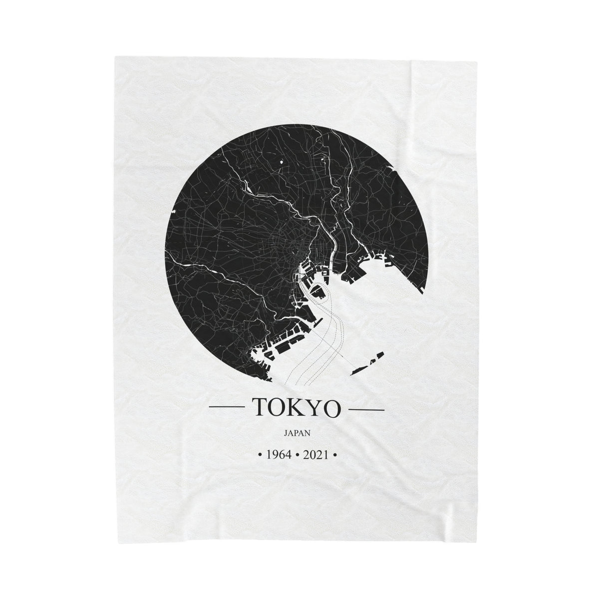 Tokyo, Japan 1964 & 2021 Olympic Host City Map Velveteen Plush Blanket
