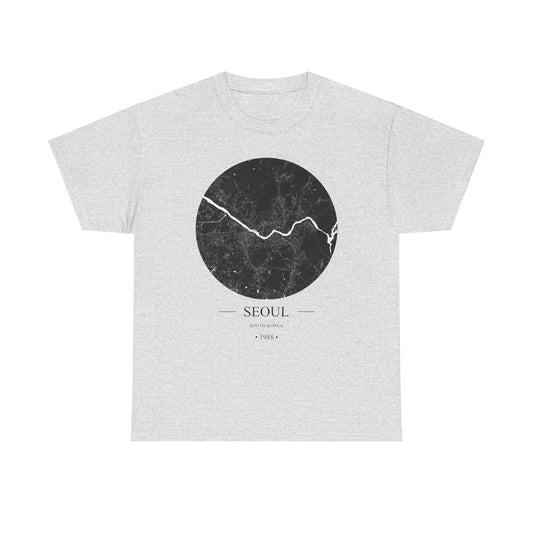 Seoul, South Korea 1988 Olympic Host City Map Unisex Heavy Cotton Tee