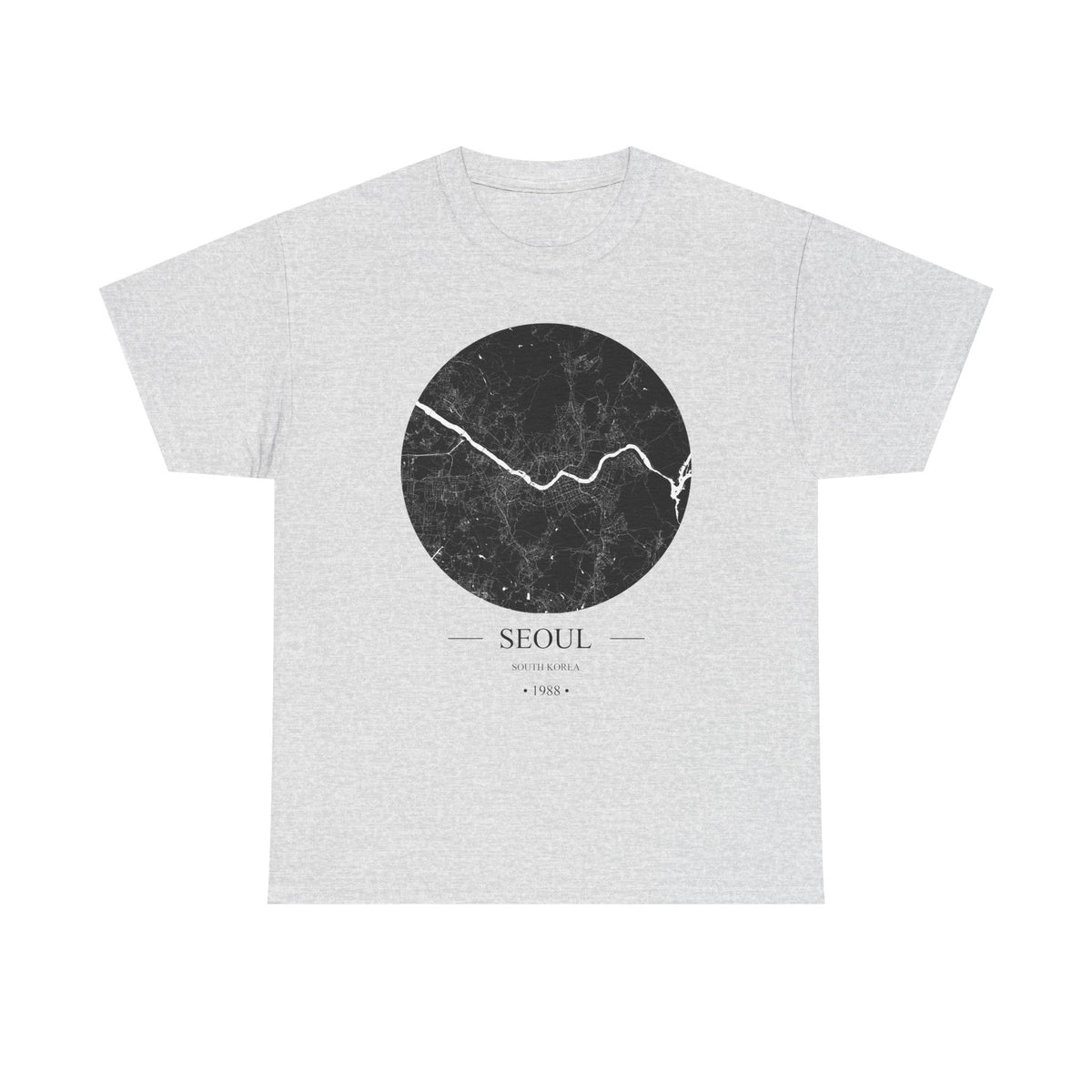 Seoul, South Korea 1988 Olympic Host City Map Unisex Heavy Cotton Tee