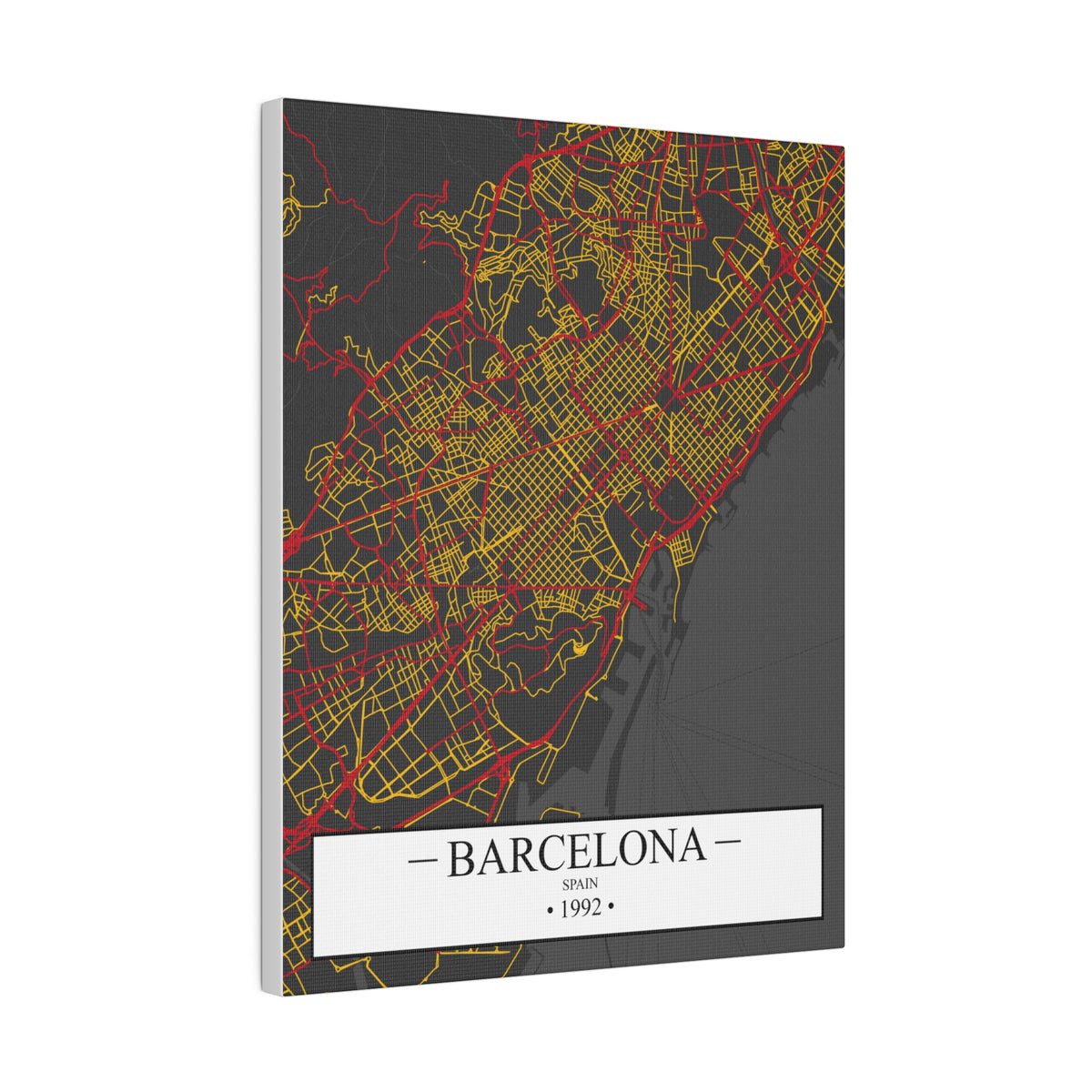 Barcelona, Spain 1992, Color Map, Matte Canvas, Stretched, 0.75"