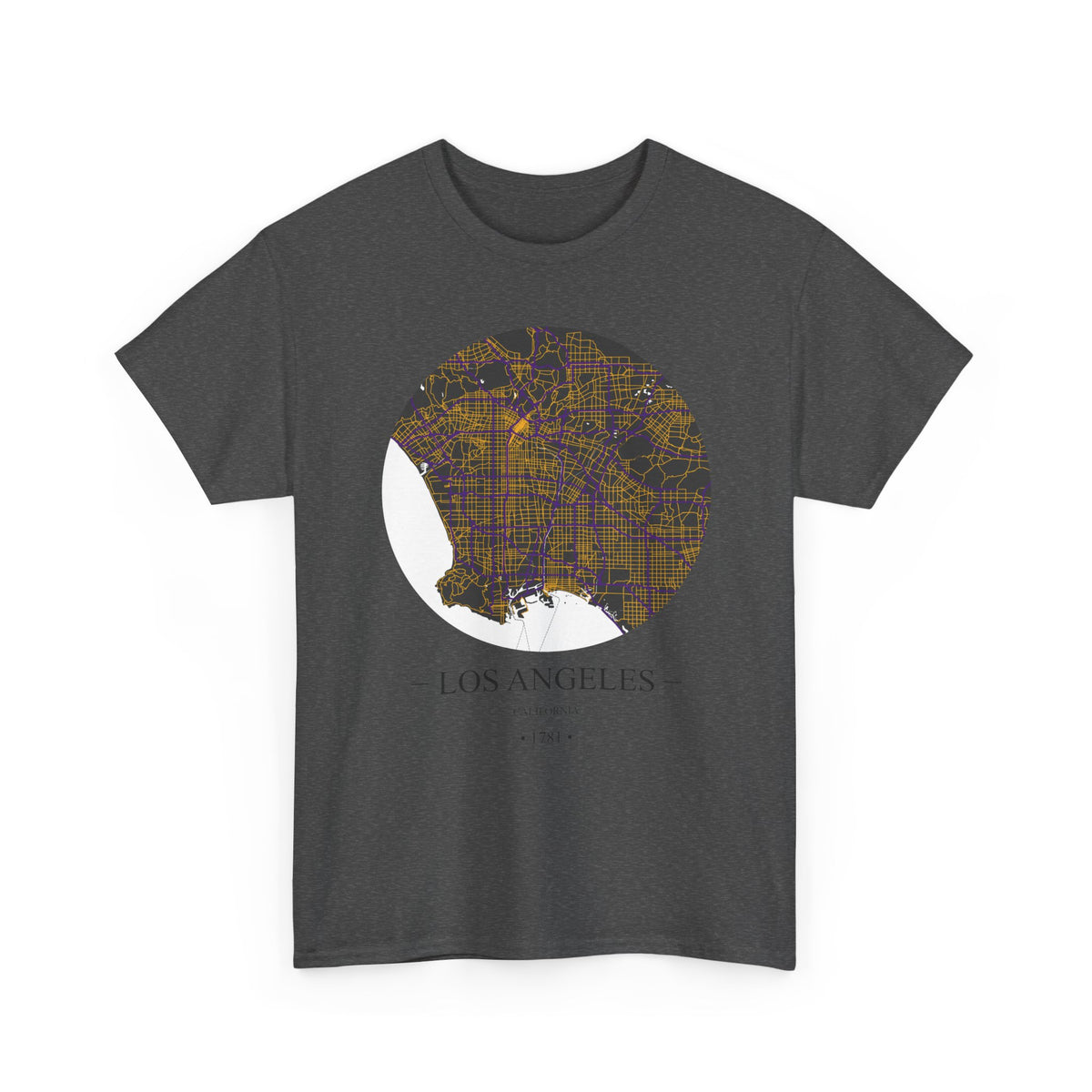 Los Angeles, California 1781 Founders City Map Unisex Heavy Cotton Tee, Express Delivery available