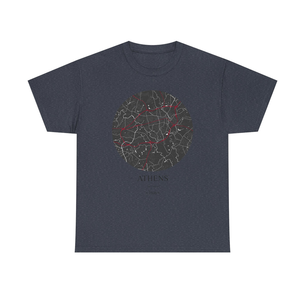 Athens, Georgia 1806 – Founders City Map – Unisex Heavy Cotton Tee, Express Delivery available