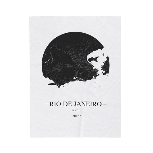 Rio de Janeiro, Brazil 2016 Olympic Host City Map Velveteen Plush Blanket