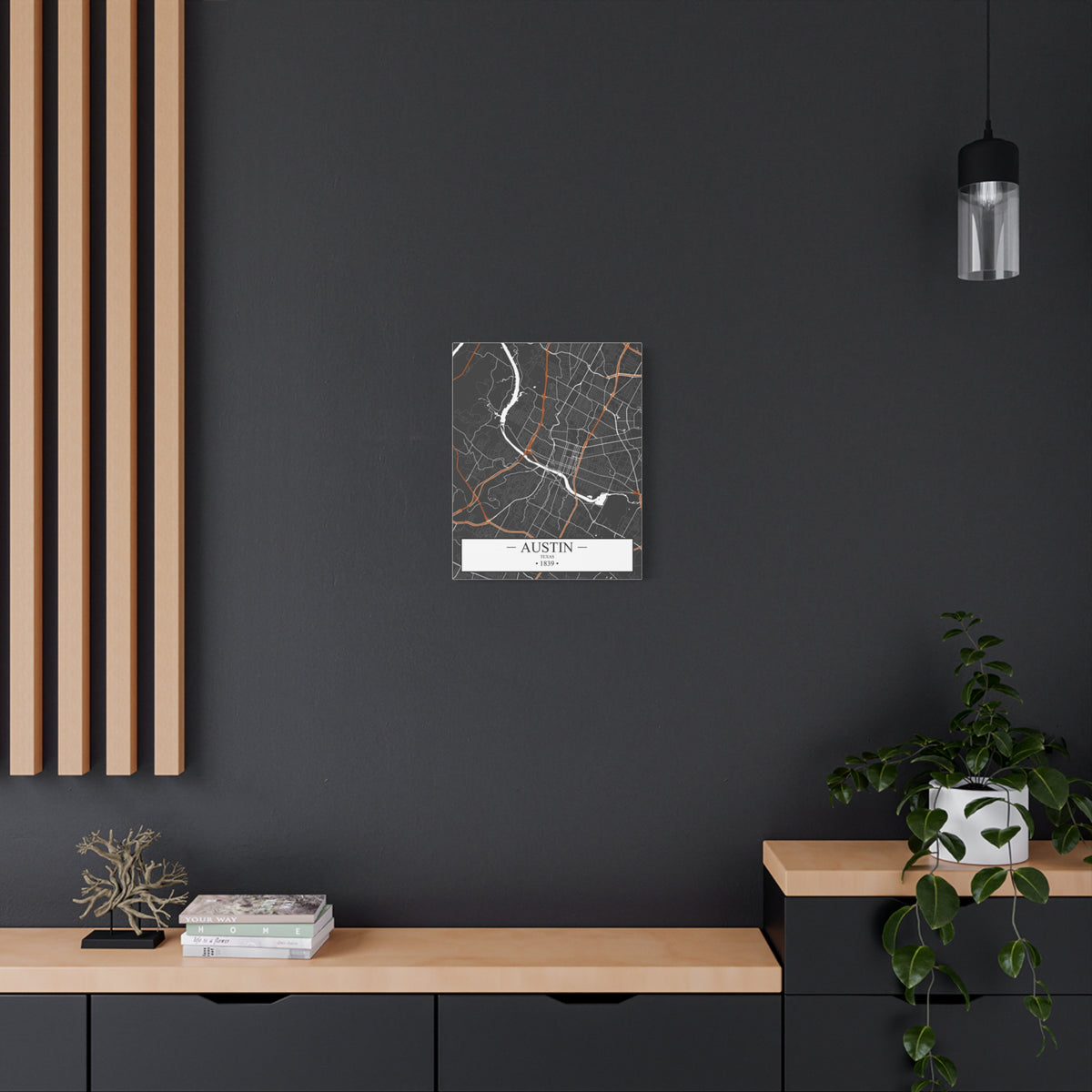 Austin, Texas 1839 Founders City Map, Matte Canvas Print (Stretched, 1.25")