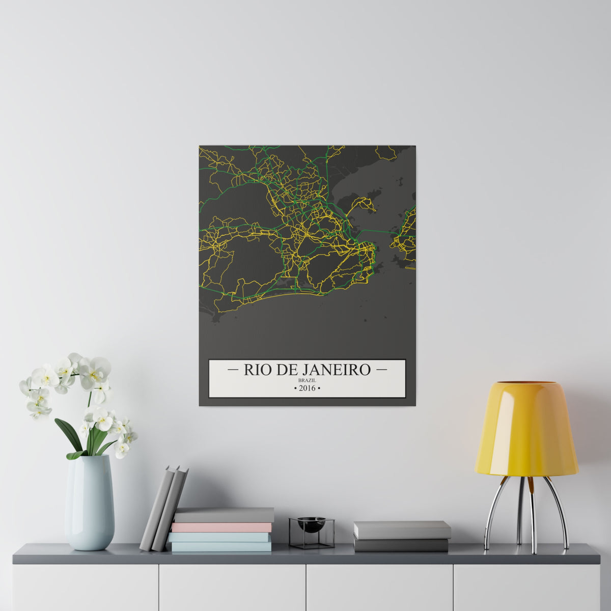 Rio De Janeiro, Brazil 2016, Color Map, Matte Canvas, Stretched, 0.75"