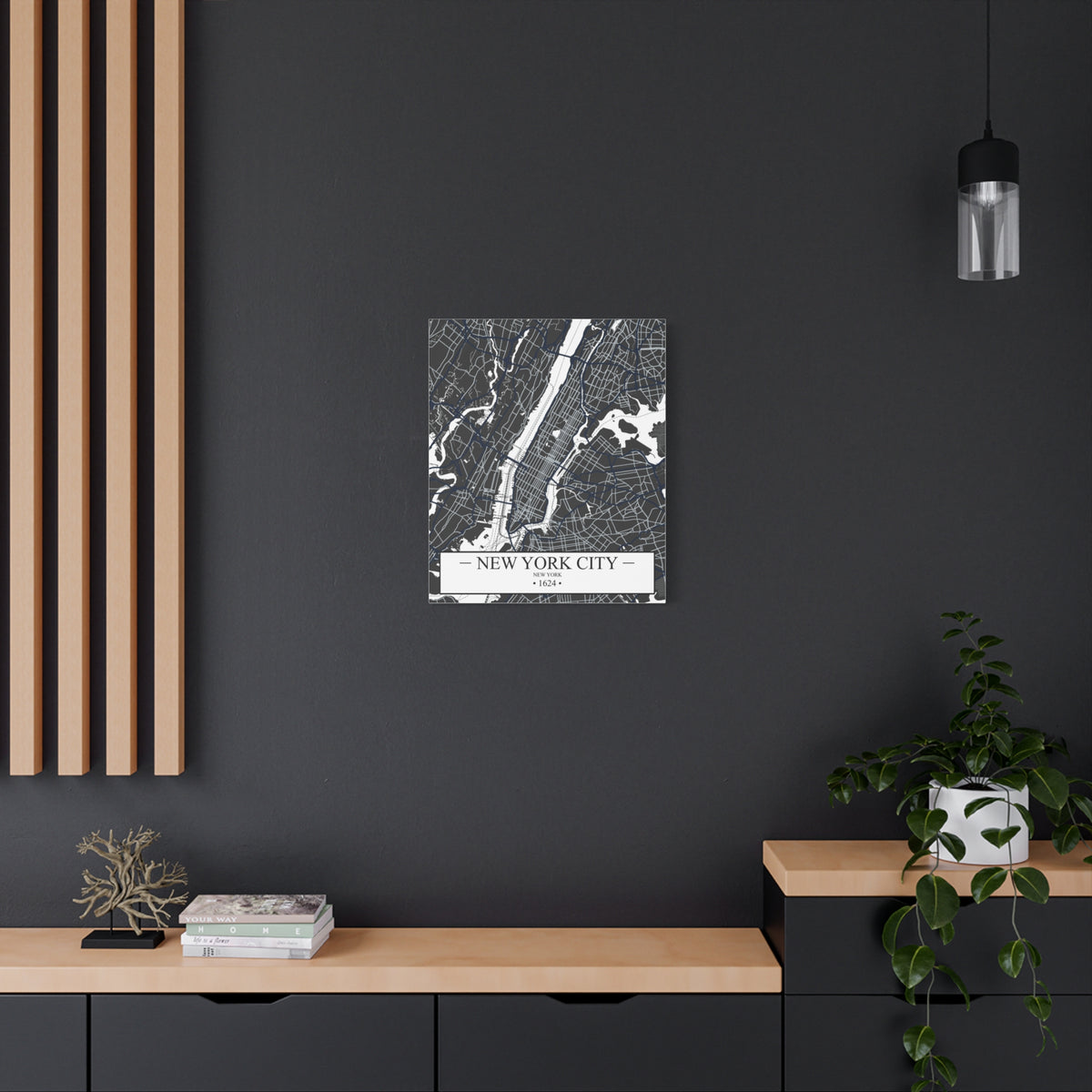 New York City, New York 1624 Founders City Map, Matte Canvas Print (Stretched, 1.25")