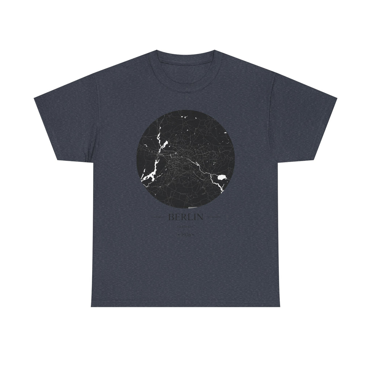 Berlin, Germany 1936 Olympic Host City Map Unisex Heavy Cotton Tee