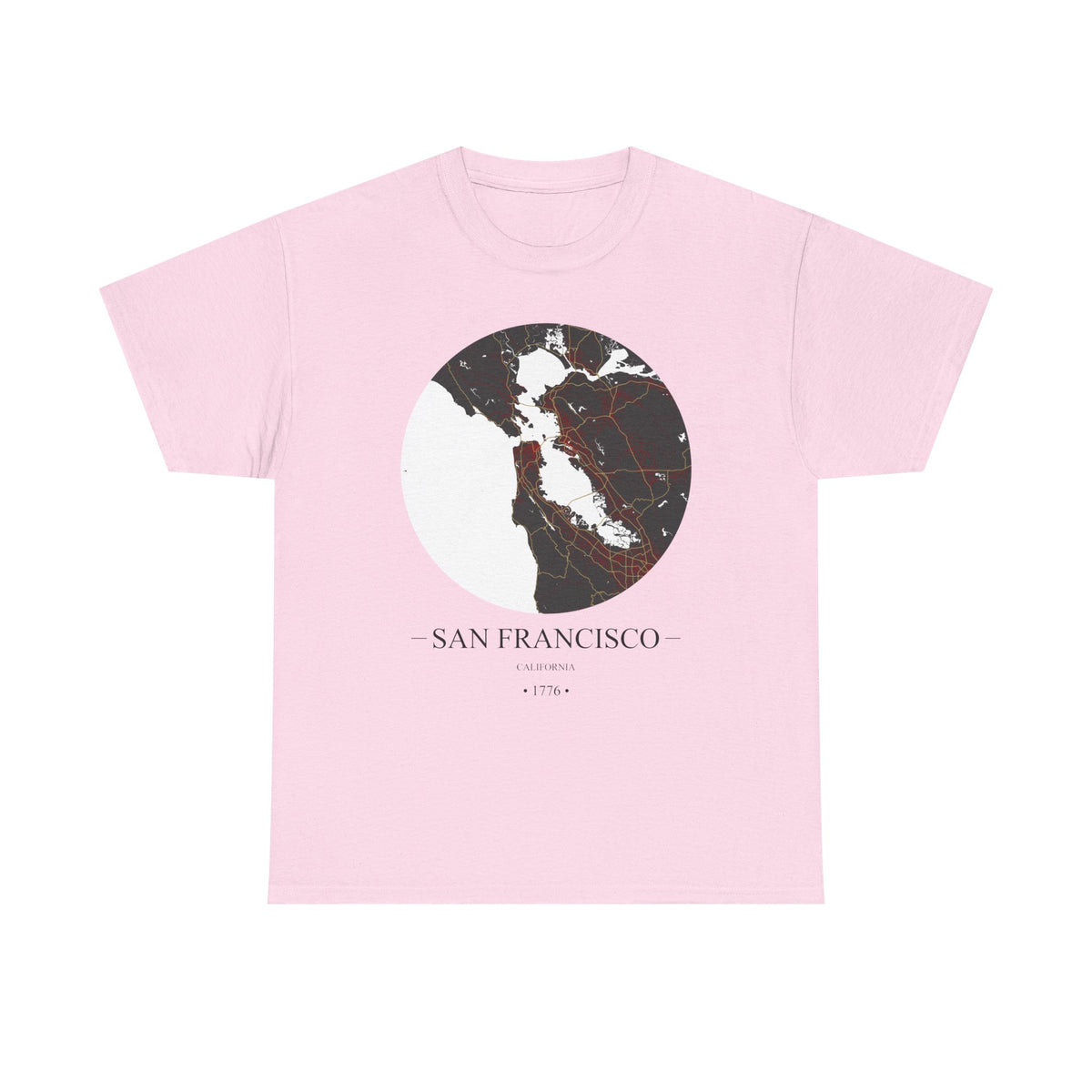 San Francisco, California 1776 Founders City Map Unisex Heavy Cotton Tee, Express Delivery available