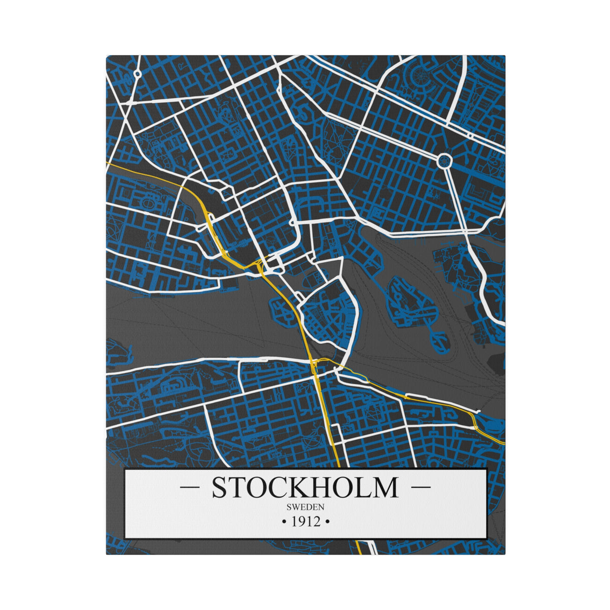 Stockholm, Sweden 1912, Color Map, Matte Canvas, Stretched, 0.75"