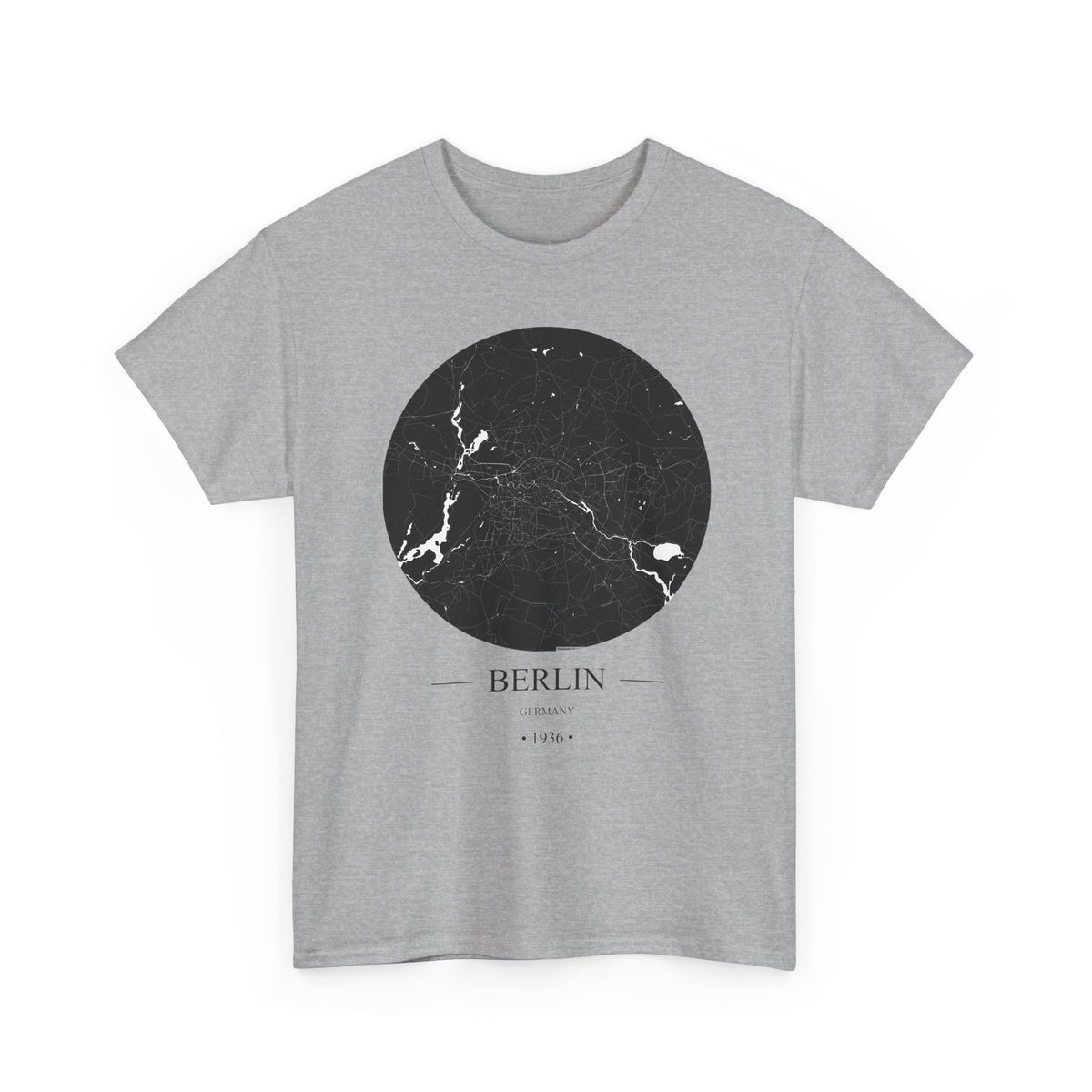 Berlin, Germany 1936 Olympic Host City Map Unisex Heavy Cotton Tee