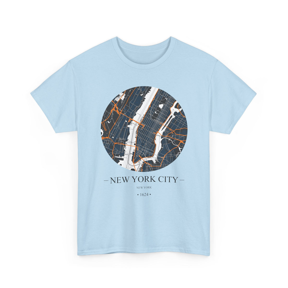 New York City, New York 1624 Founders City Map Unisex Heavy Cotton Tee, Express Delivery available
