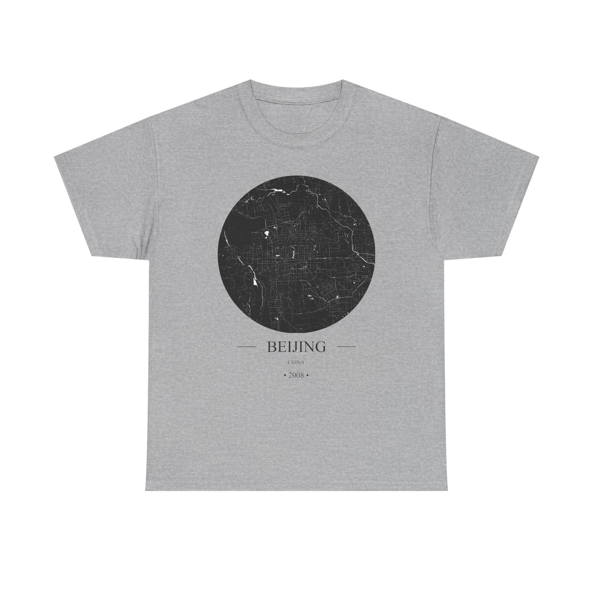 Beijing, China 2008 Olympic Host City Map Unisex Heavy Cotton Tee