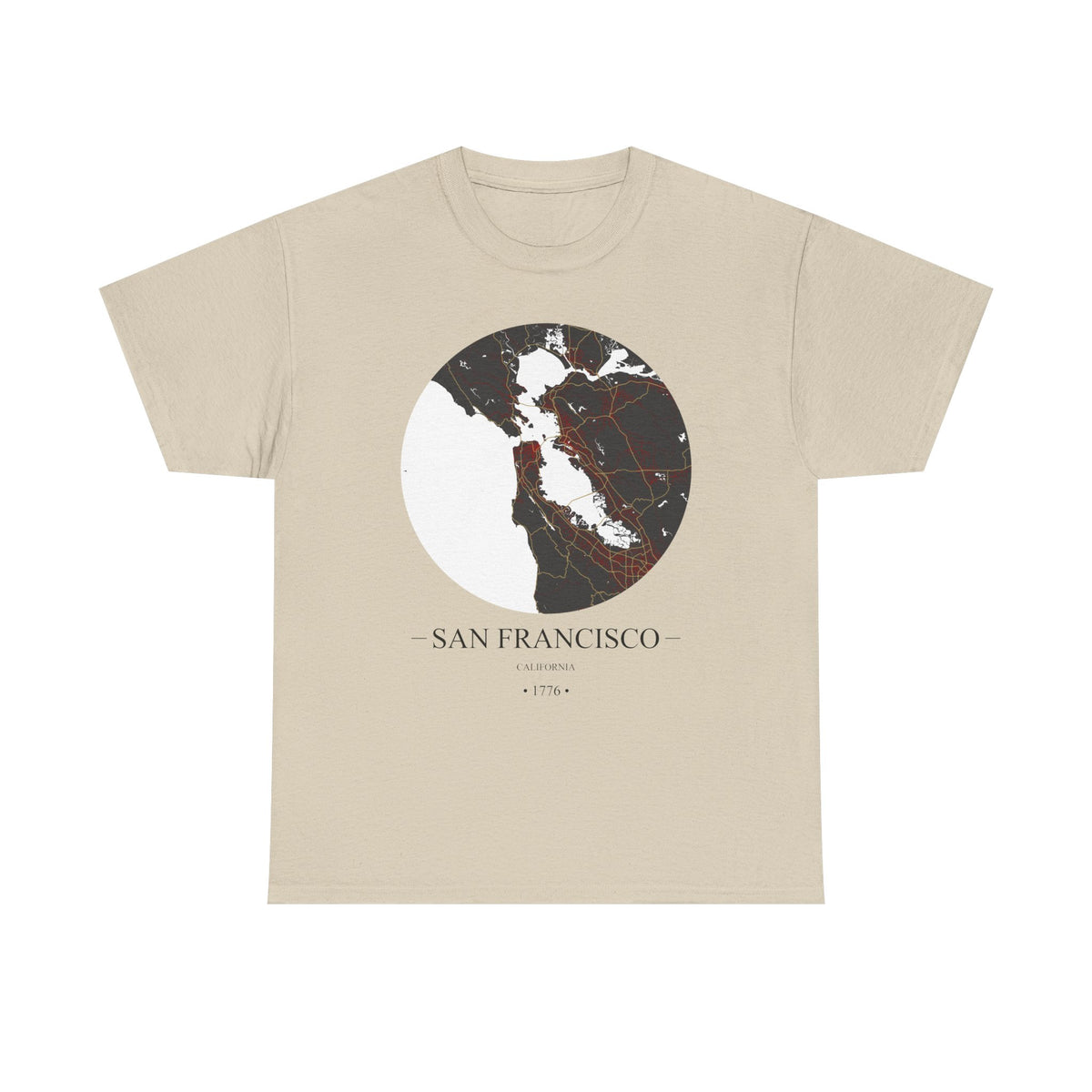 San Francisco, California 1776 Founders City Map Unisex Heavy Cotton Tee, Express Delivery available