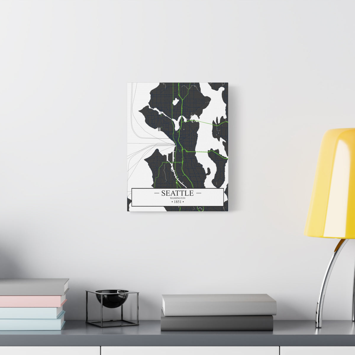 Seattle, Washington 1851 Founders City Map, Matte Canvas Print (Stretched, 1.25")