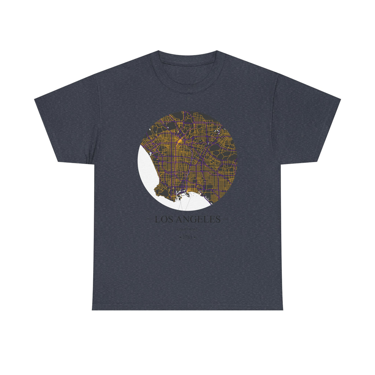 Los Angeles, California 1781 Founders City Map Unisex Heavy Cotton Tee, Express Delivery available