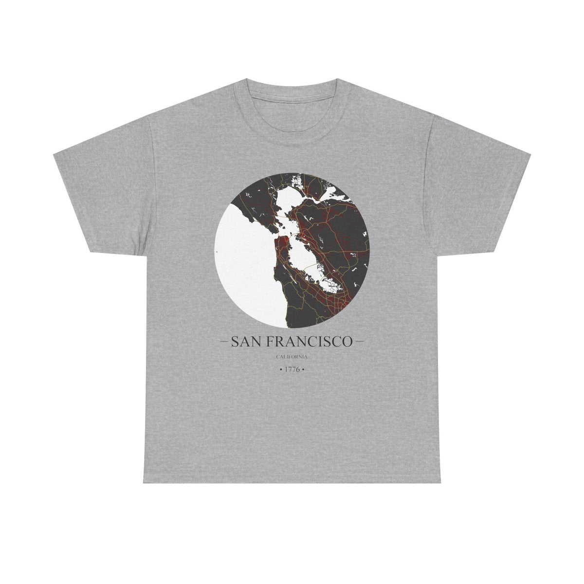 San Francisco, California 1776 Founders City Map Unisex Heavy Cotton Tee, Express Delivery available