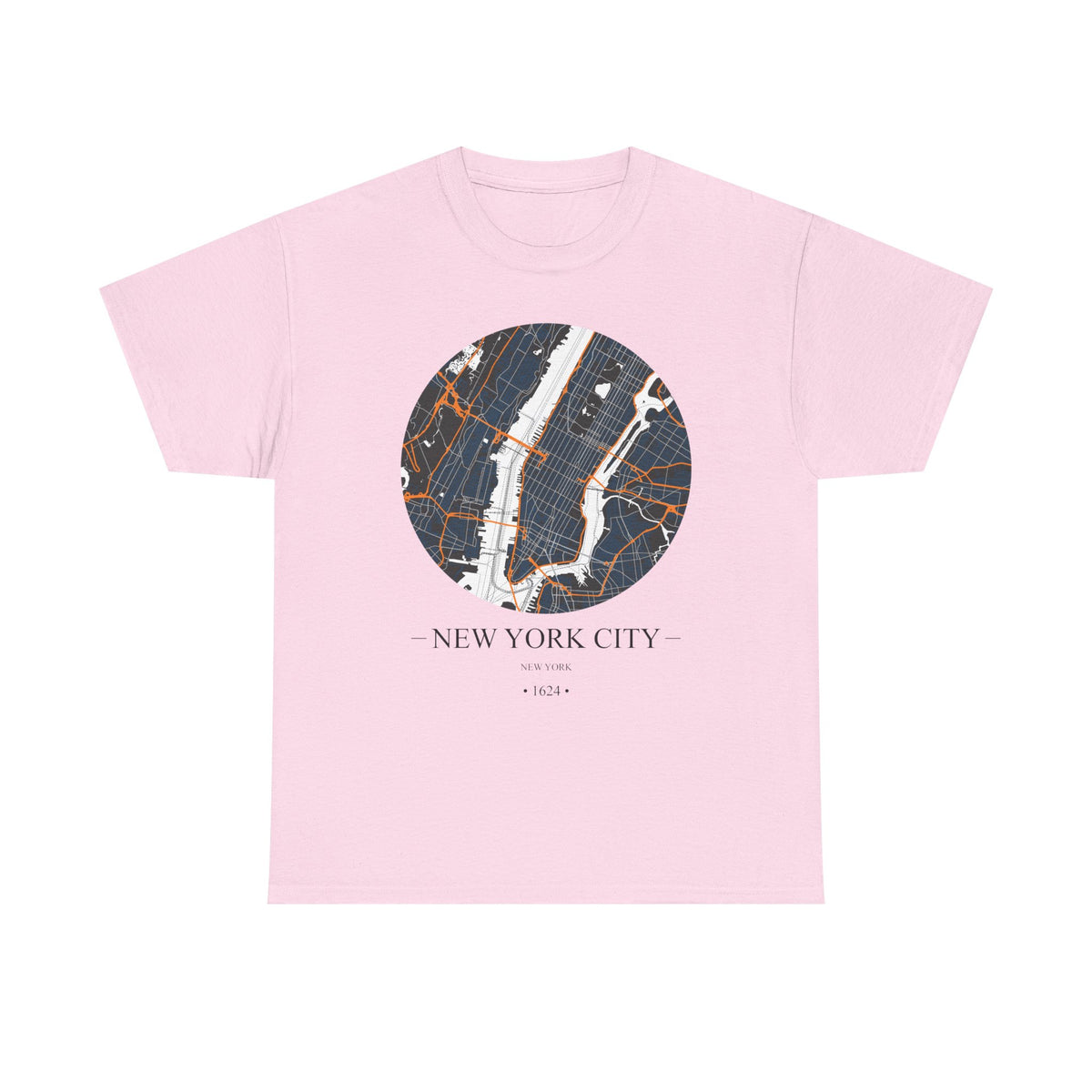 New York City, New York 1624 Founders City Map Unisex Heavy Cotton Tee, Express Delivery available