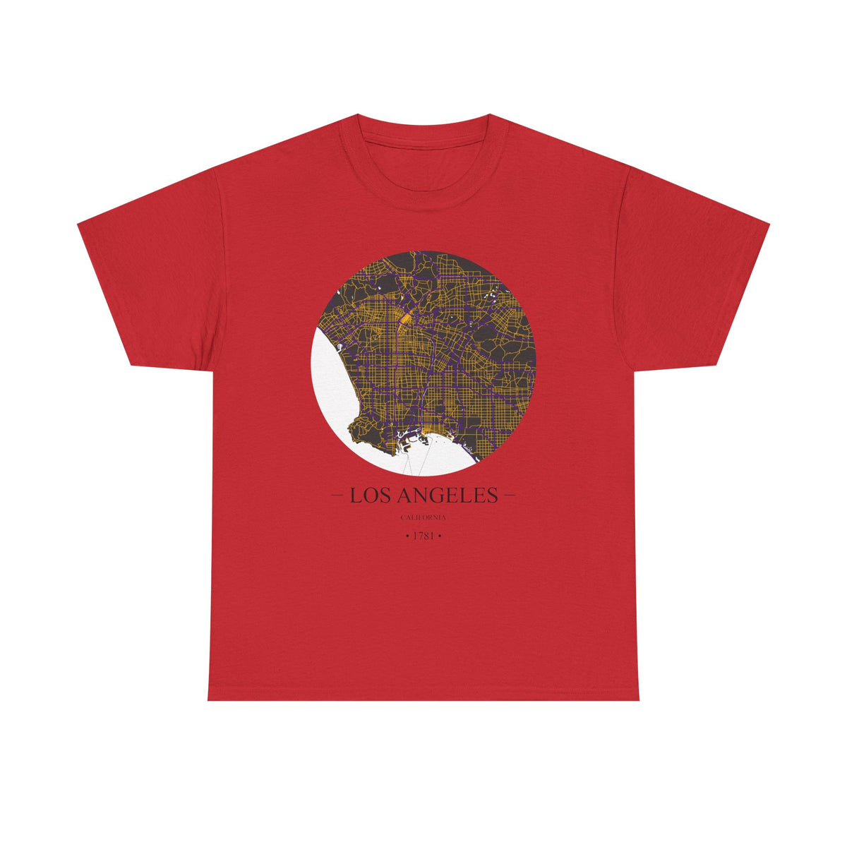 Los Angeles, California 1781 Founders City Map Unisex Heavy Cotton Tee, Express Delivery available